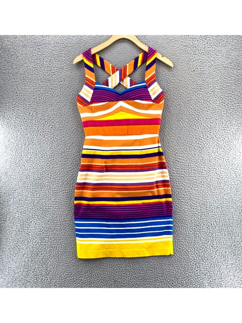 Calvin Klein Dress Womens 2 Multicolor Striped Sheath Sweetheart Neck Bra Mini